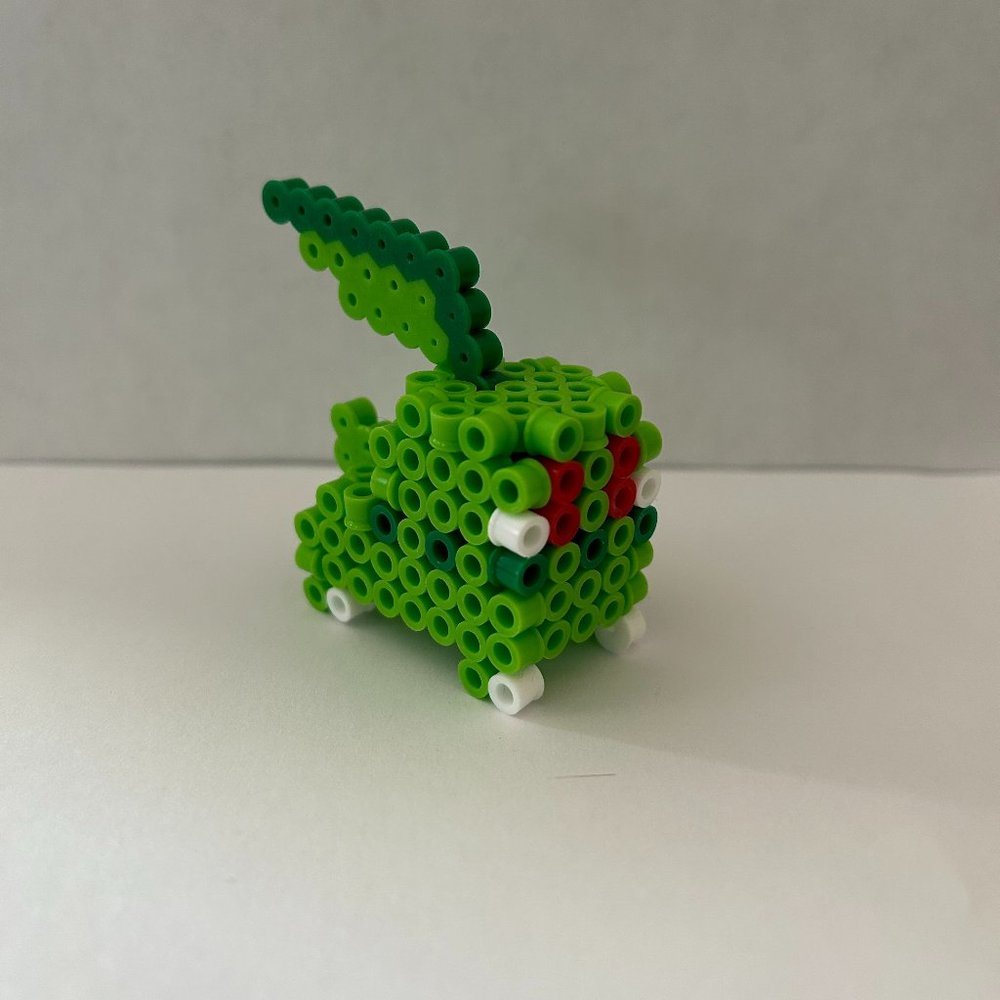3D Perler Bead Mini Figurine of Chikorita